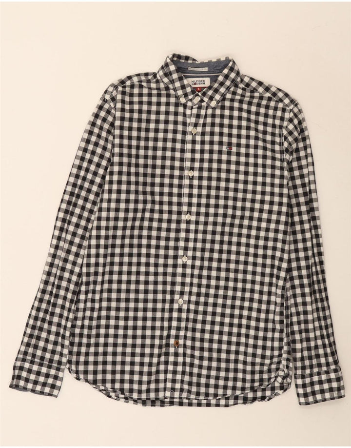TOMMY HILFIGER Herreskjorte Lille sort Gingham Bomuld