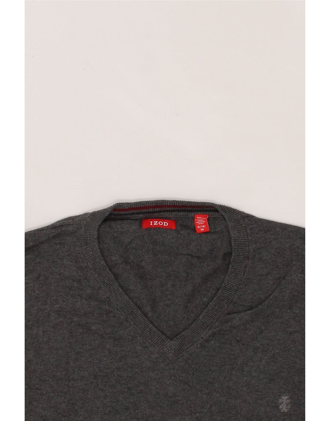 IZOD Mens V-Neck Jumper Sweater XL Grey Cotton Vintage Izod and Second-Hand Izod from Messina Hembry 