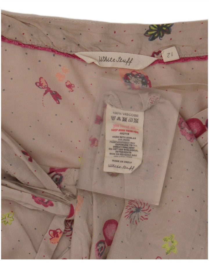 White Stuff Dame Shirt Bluse UK 12 Medium Beige Floral Viscose