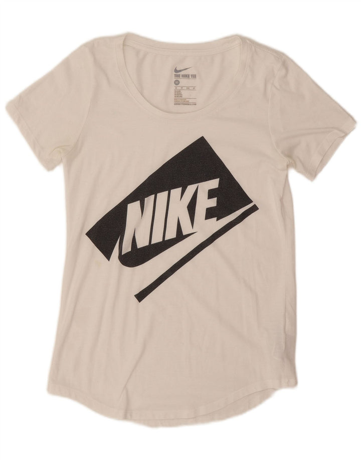 Nike oversized grafisk T-shirt top til kvinder DK 6 XS hvid polyester