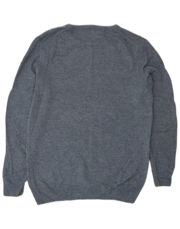 Marks & Spencer Herre Boat Neck Jumper Sweater Medium Blue Wool Classic
