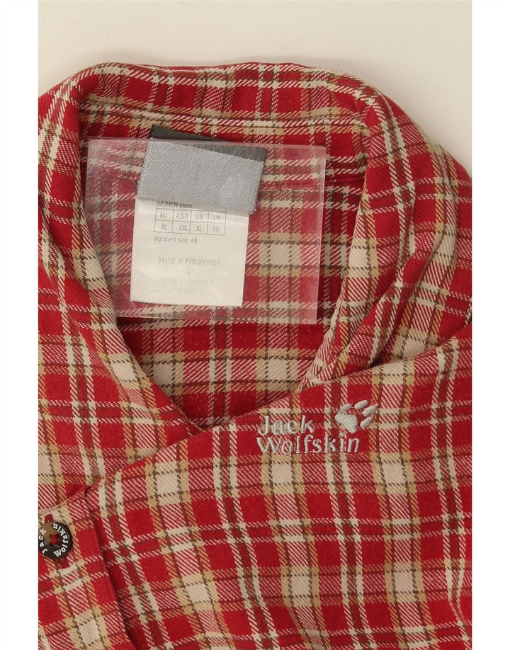 JACK WOLFSKIN Womens Flannel Shirt UK 18 XL Red Check Vintage Jack Wolfskin and Second-Hand Jack Wolfskin from Messina Hembry 