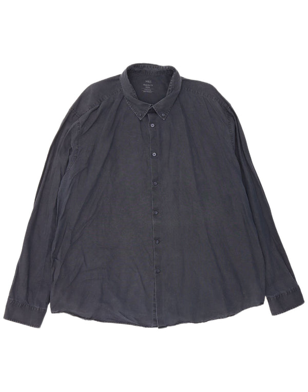 Marks & Spencer Herre Regular Fit skjorte 4XL marineblå hør