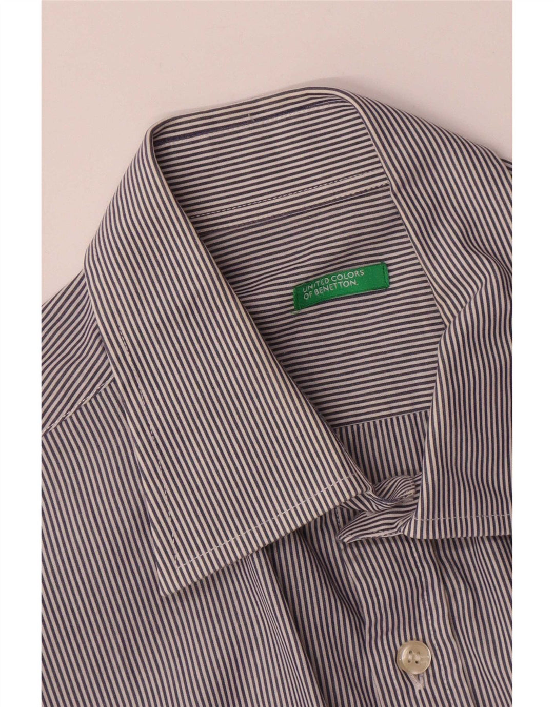 Benetton herreskjorte medium marineblå nålestribe