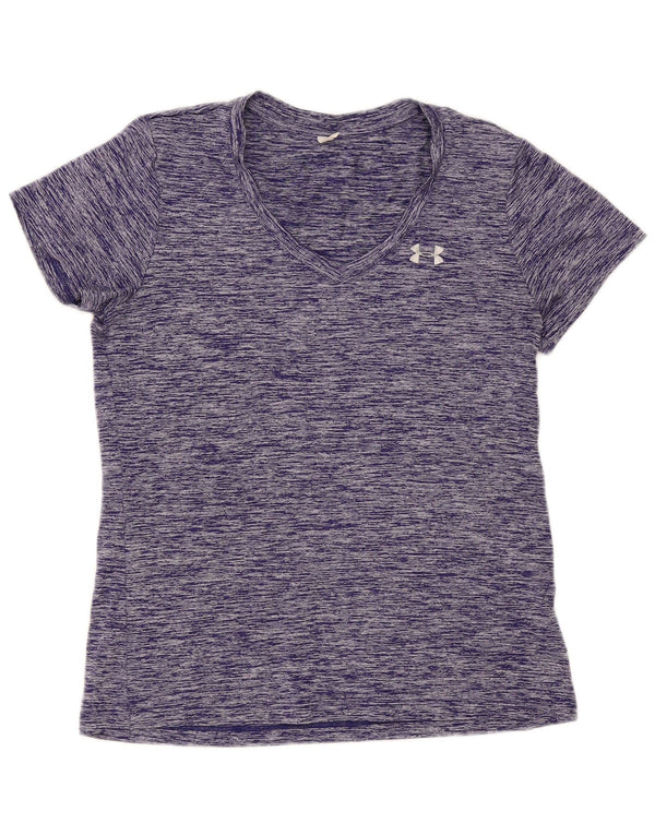 Under Armour Dame T-Shirt Top UK 12 Medium Lilla Flecked