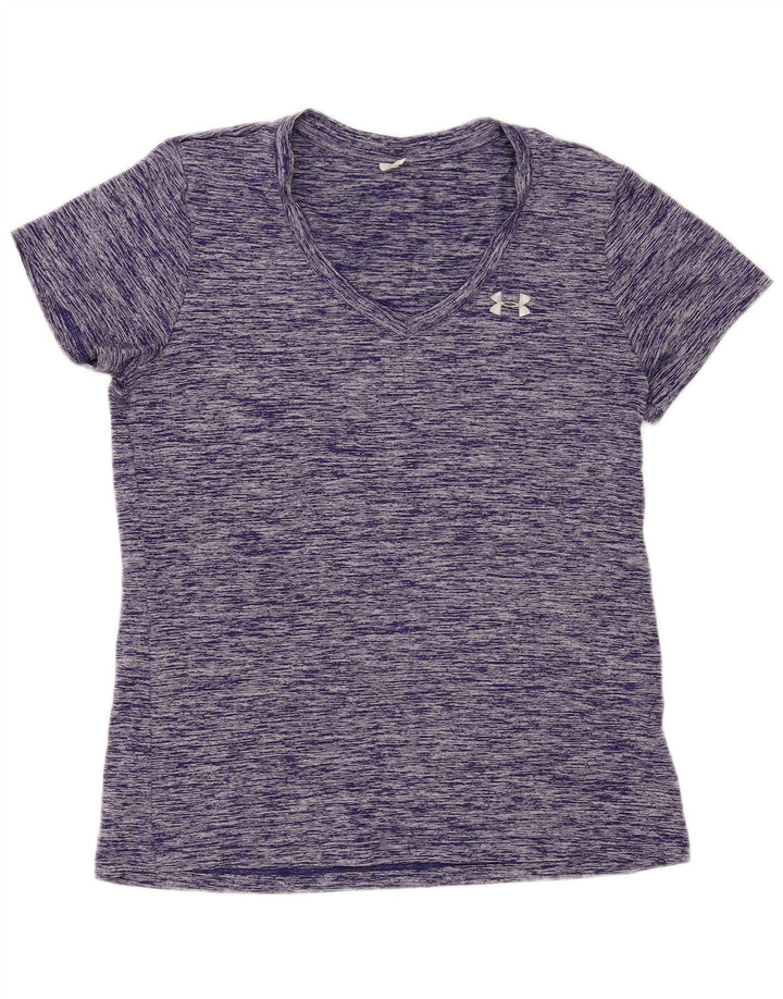 Under Armour Dame T-Shirt Top UK 12 Medium Lilla Flecked