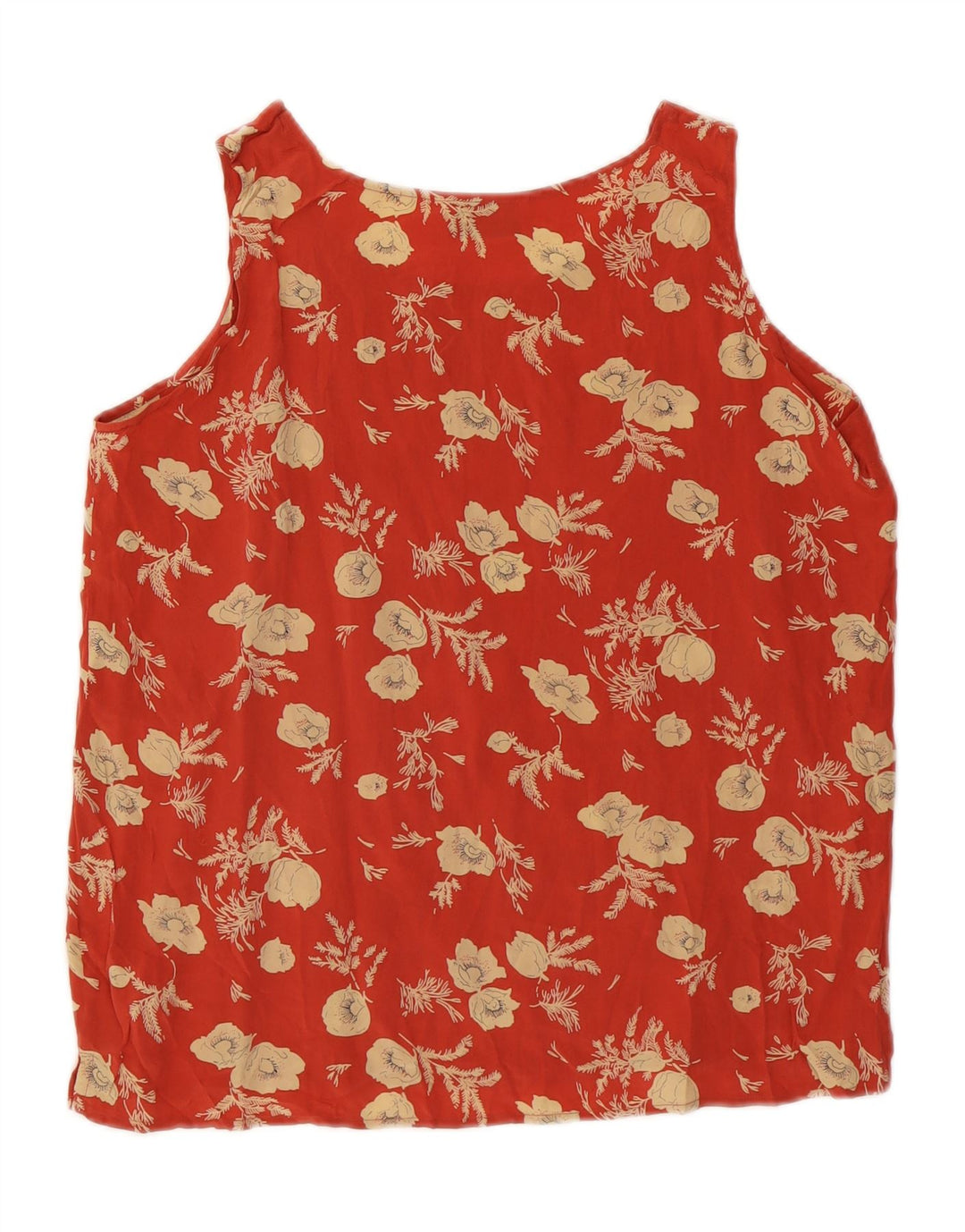 VINTAGE Womens Sleeveless Blouse Top EU 40 Medium Red Floral Silk Vintage Vintage and Second-Hand Vintage from Messina Hembry 