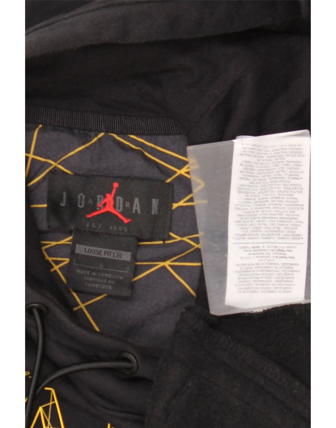 JORDAN Herre Paris Grafisk Loose Fit Hættetrøje Jumper Stor Sort Geometrisk