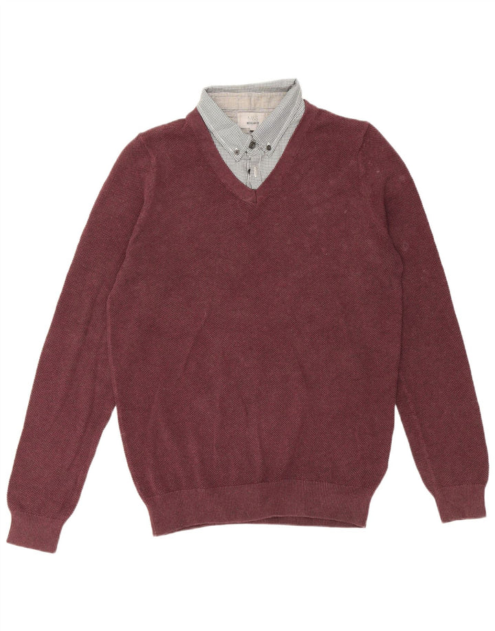 Marks & Spencer Herre Regular Fit Polo Neck Sweater Sweater Small Bourgogne