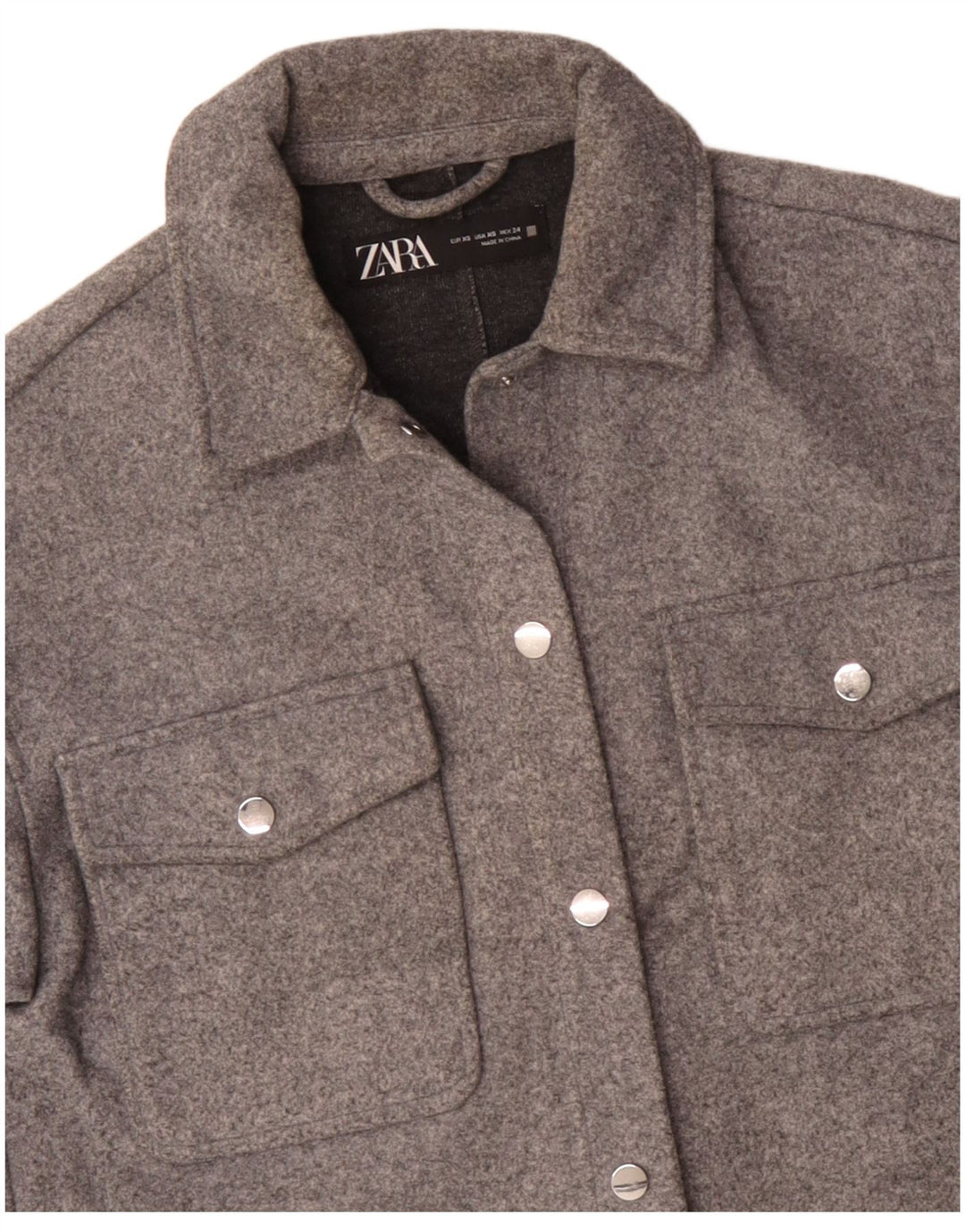 Zara Oversized bomberjakke til kvinder UK 6 XS Grå polyester