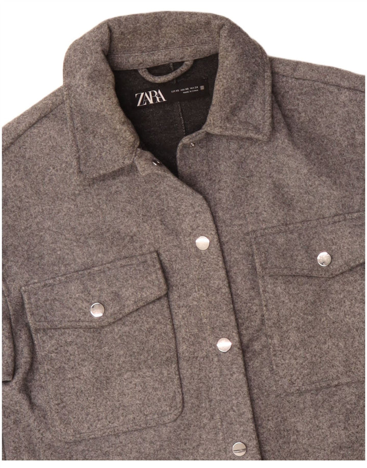 Zara Oversized bomberjakke til kvinder UK 6 XS Grå polyester