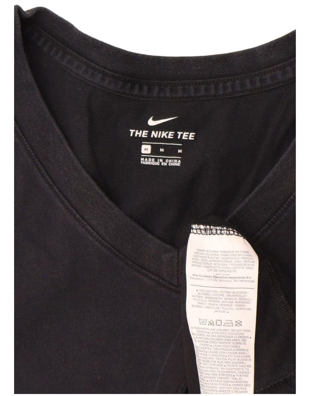 Nike Dame T-Shirt Top UK 14 Medium Sort Bomuld