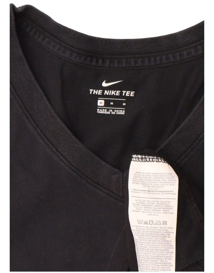 Nike Dame T-Shirt Top UK 14 Medium Sort Bomuld