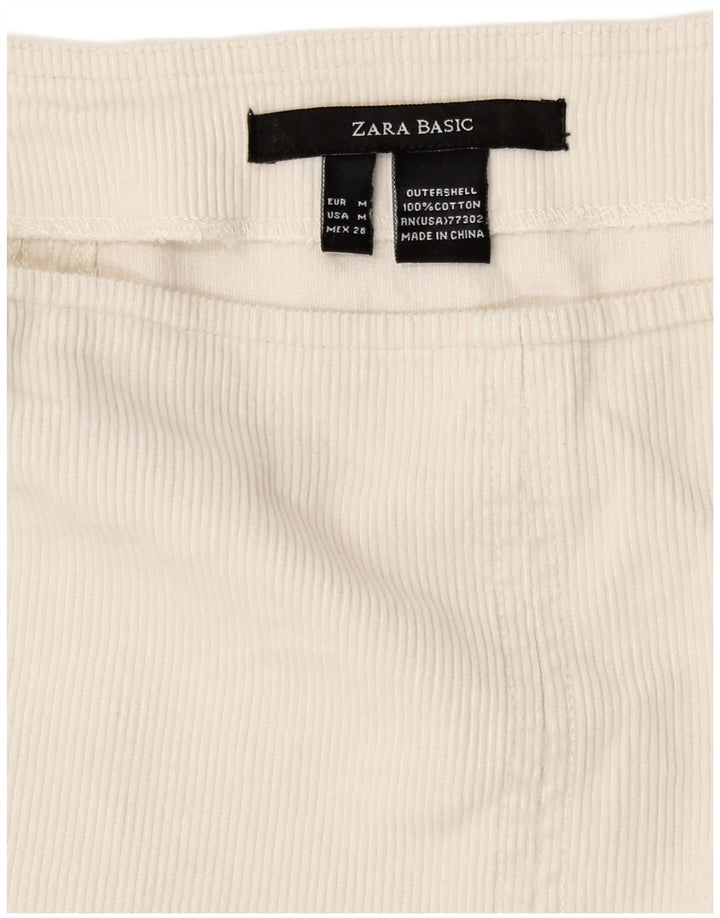 Zara Damefløjlsnederdel Medium W28 Hvid Bomuld