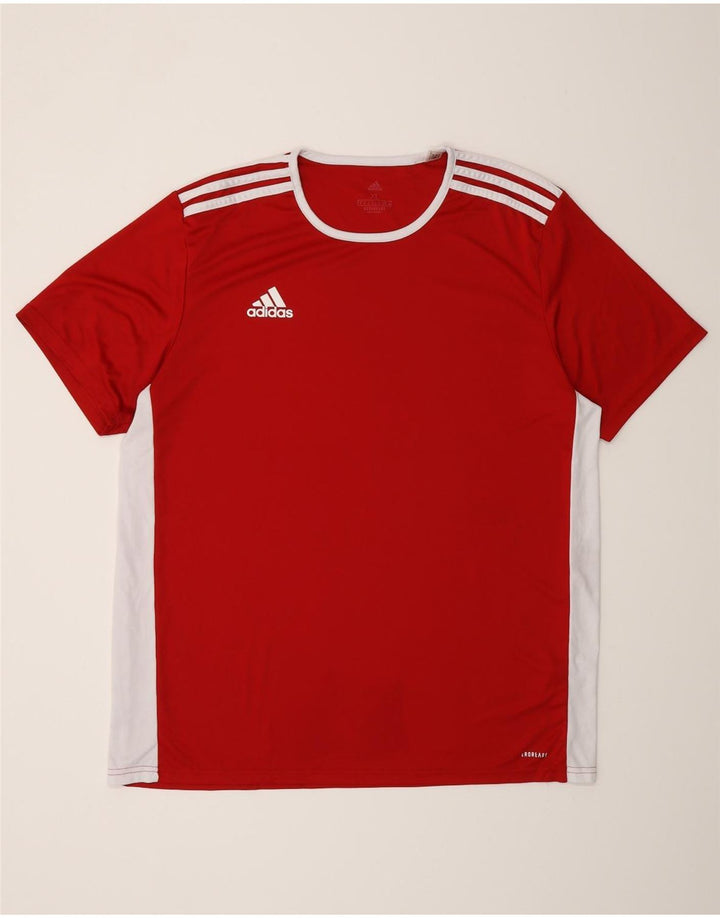 Adidas Herre Aeroready T-Shirt Top XL Rød Colourblock Polyester