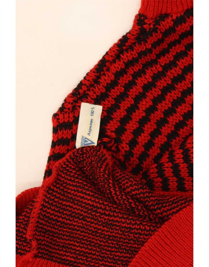 Vintage Dame Roll Neck Jumper Sweater UK 12 Medium rød stribet akryl