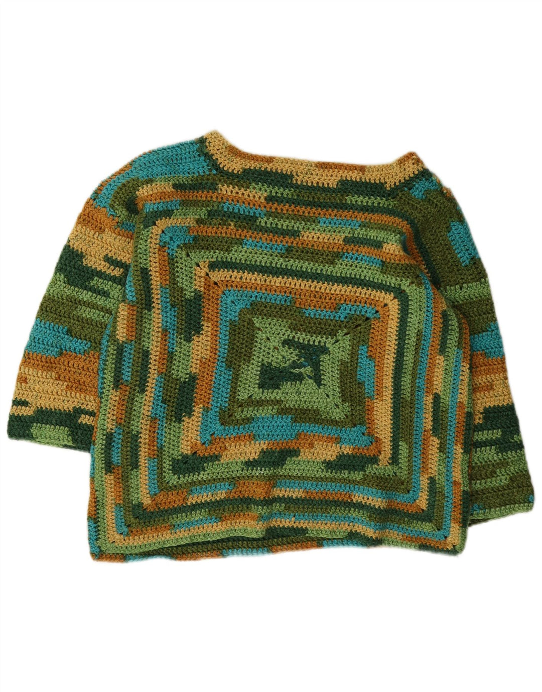 Vintage Dame Boat Neck Jumper Sweater UK 14 Medium Flerfarvet