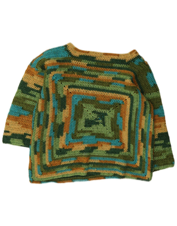 Vintage Dame Boat Neck Jumper Sweater UK 14 Medium Flerfarvet
