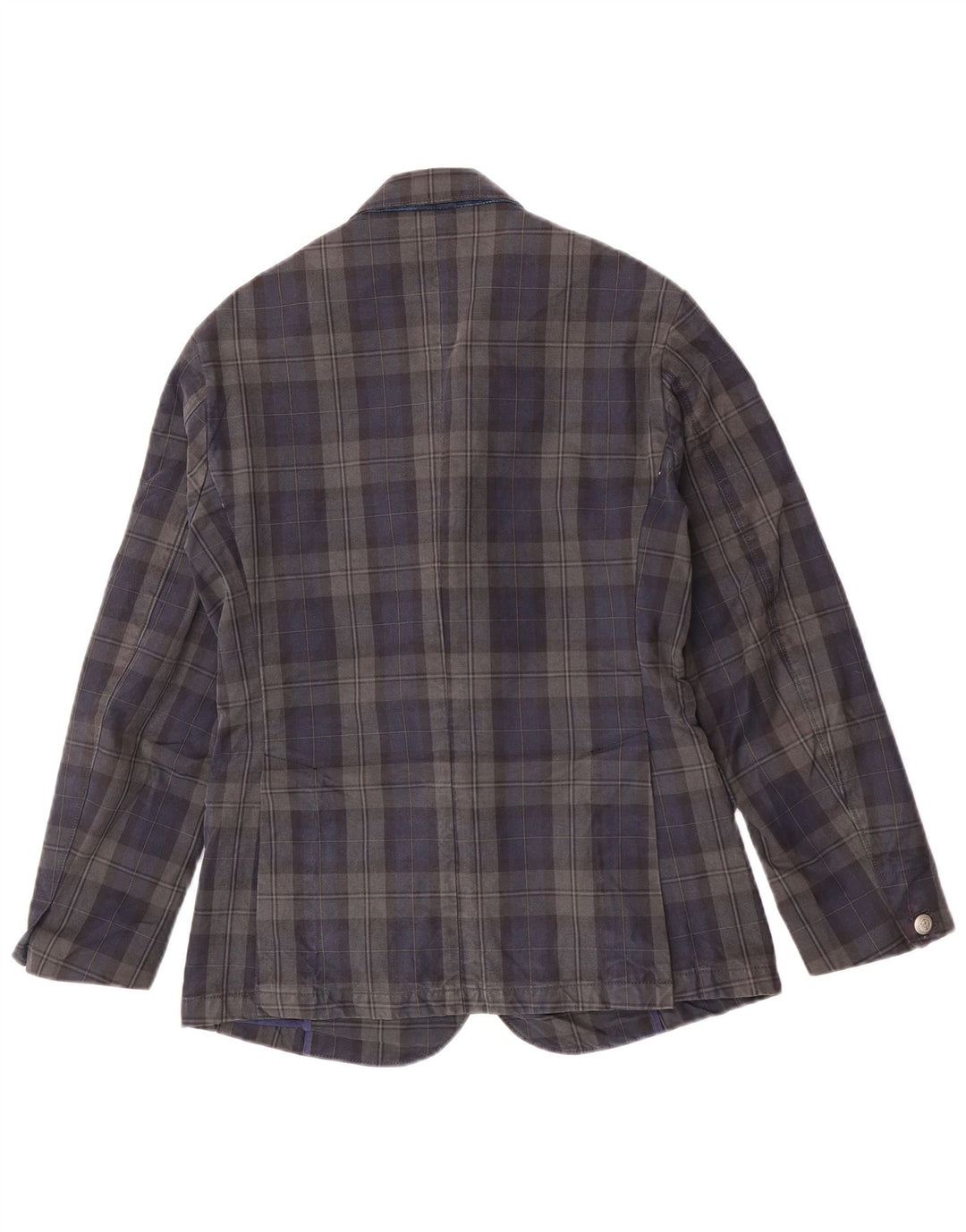 Jaggy Herre 3-knaps blazerjakke IT 48 Mellem marineblå ternet bomuld