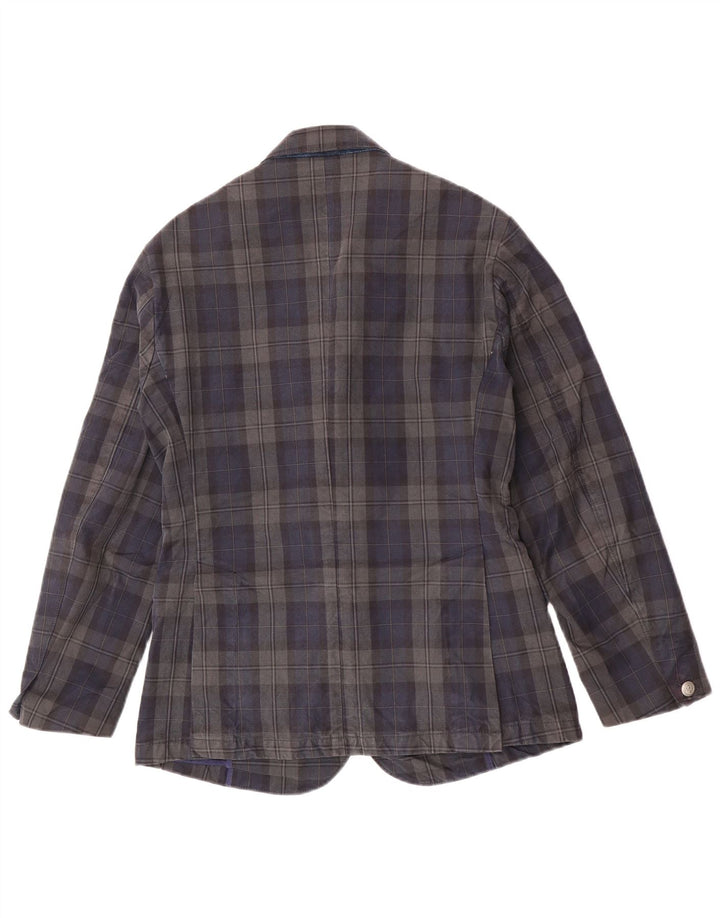 Jaggy Herre 3-knaps blazerjakke IT 48 Mellem marineblå ternet bomuld