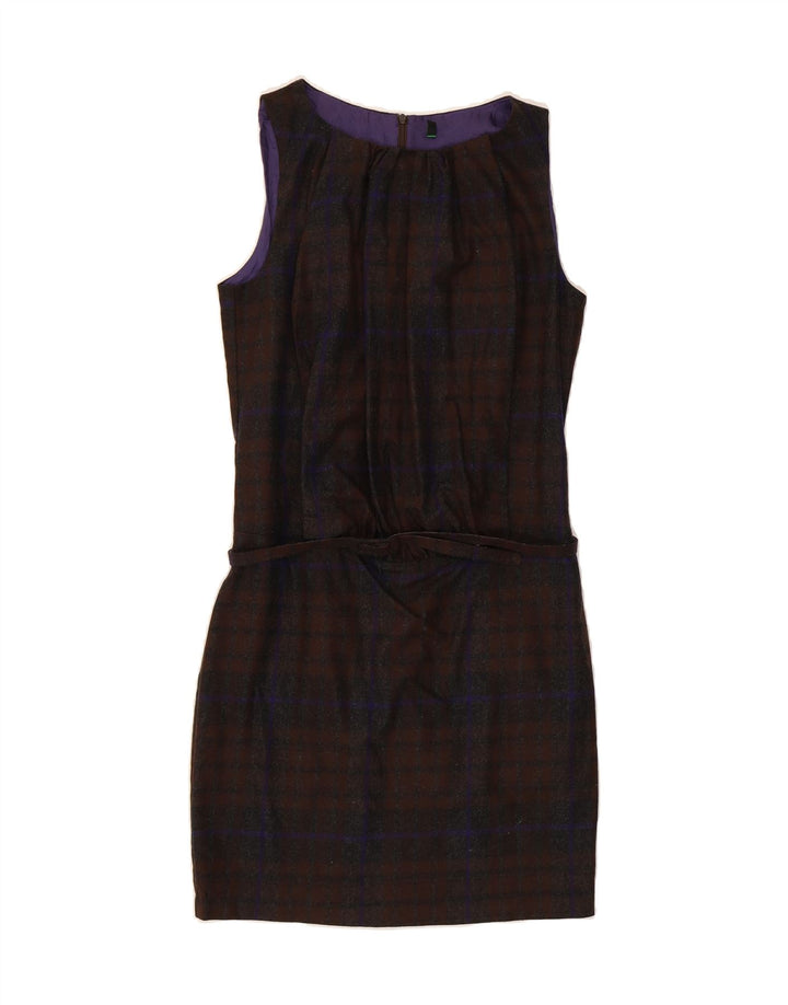 BENETTON Womens Sleeveless Sheath Dress UK 12 Medium Brown Check Vintage Benetton and Second-Hand Benetton from Messina Hembry 