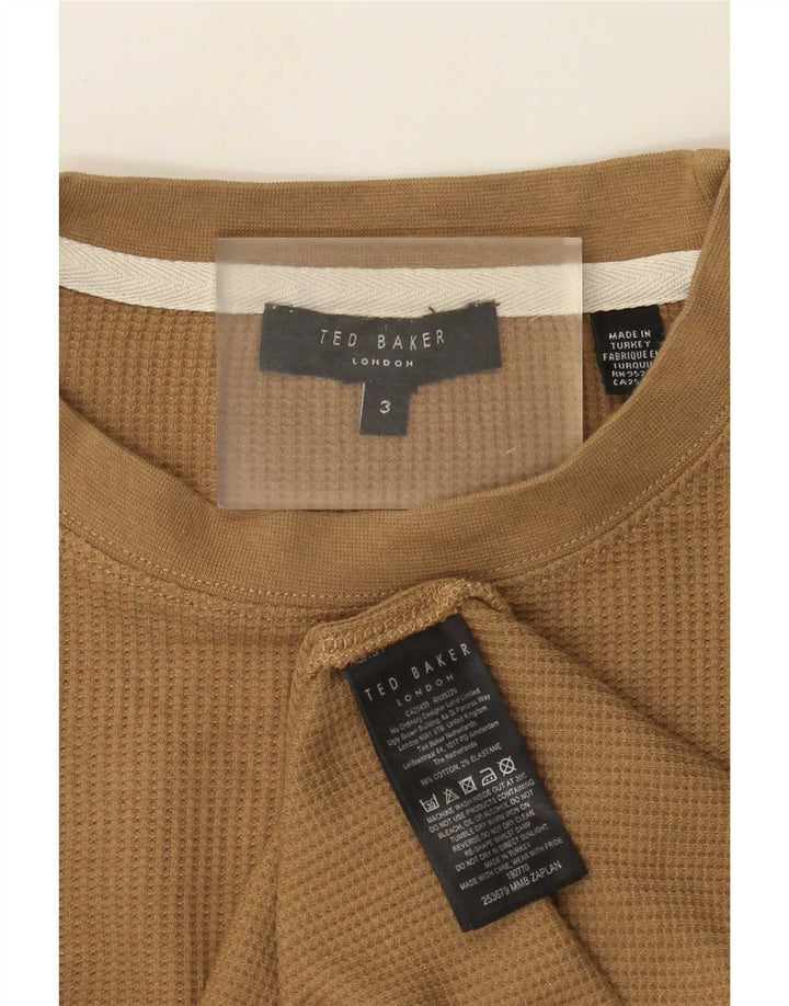 Ted Baker Herre Top Langærmet Størrelse 3 Medium Beige Bomuld