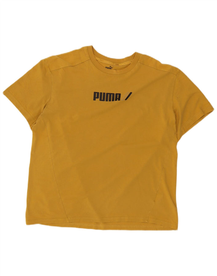 Puma Herre Grafisk T-Shirt Top Stor Gul Bomuld