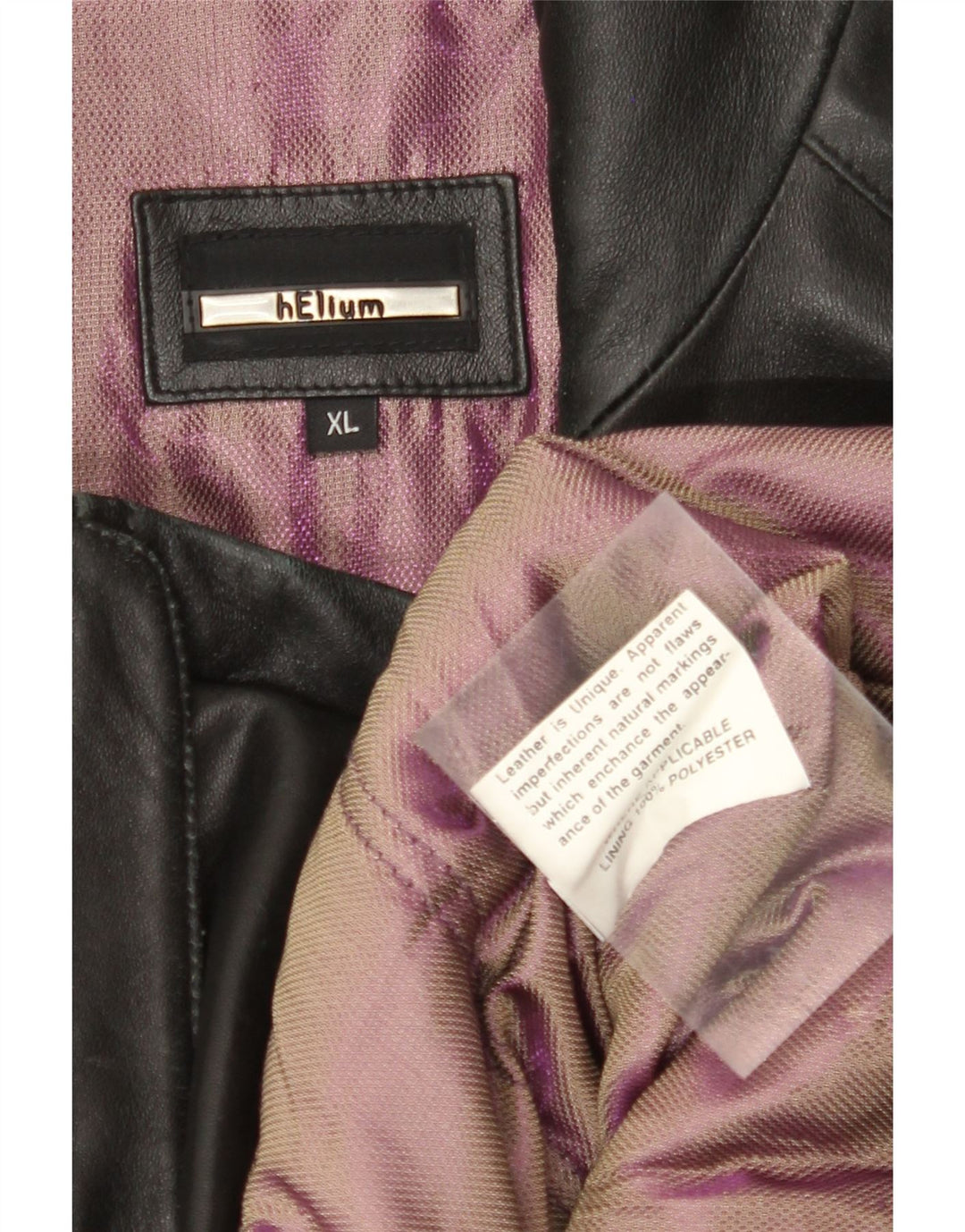 HELIUM Herre Læderjakke UK 42 XL Sort Læder