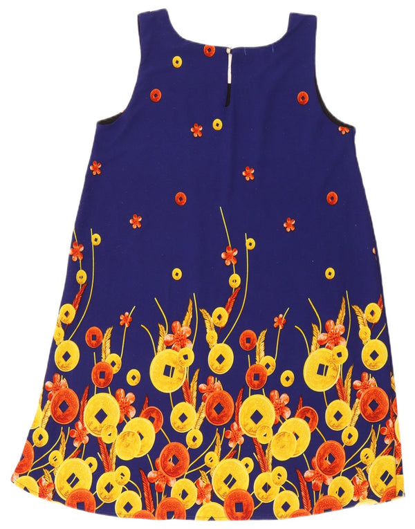 Zara Dame Ærmeløs A-Line Kjole UK 10 Small Blue Floral