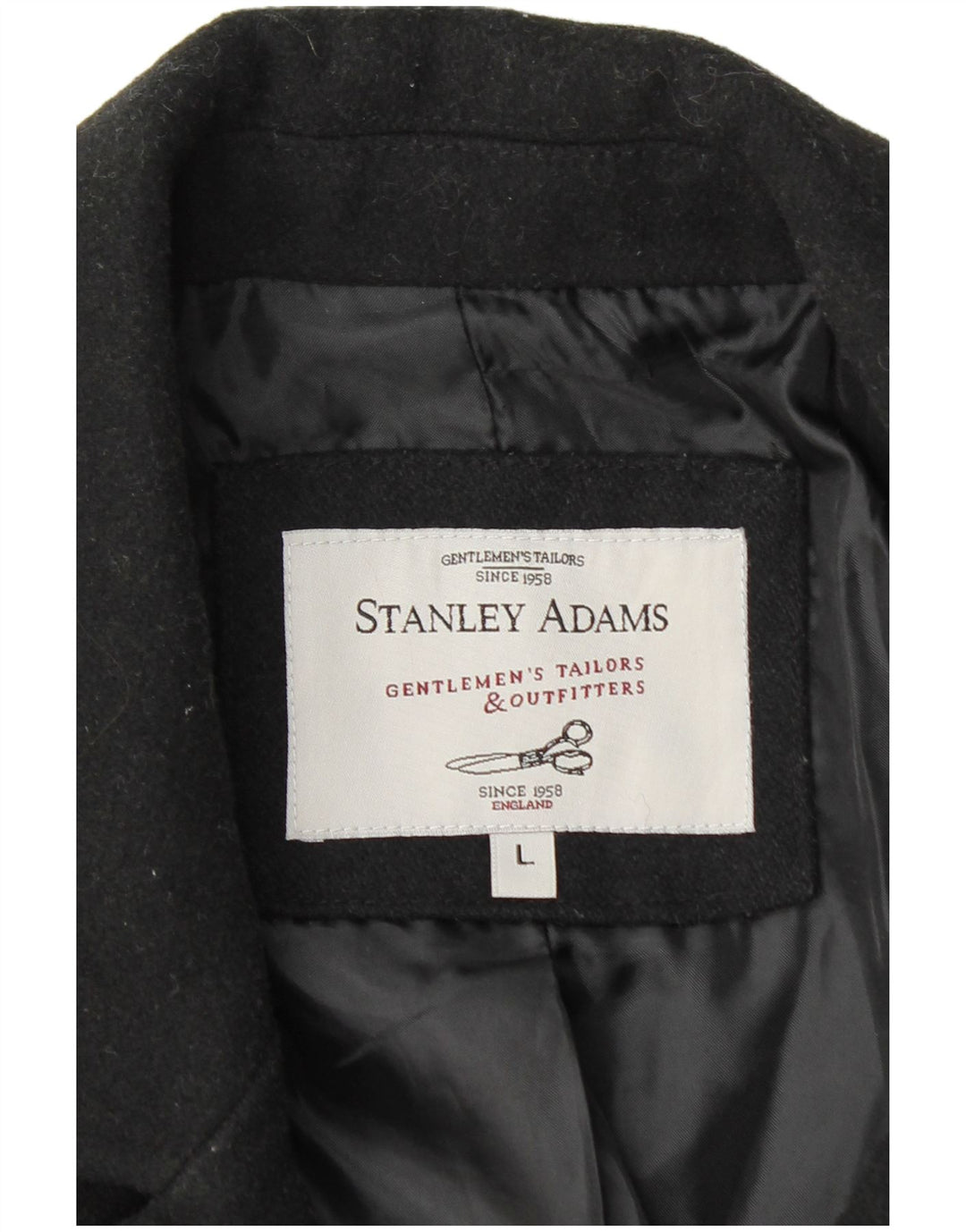 STANLEY ADAMS Herre Military Double Breasted Coat UK 40 Large Black