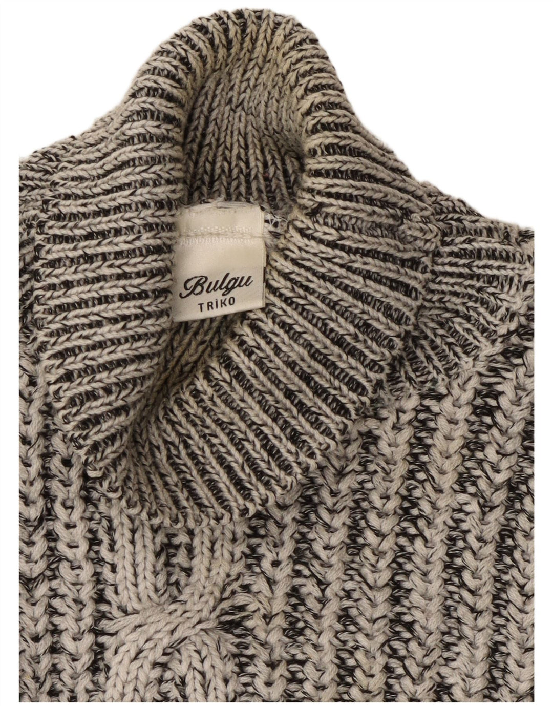 Vintage Dame Roll Neck Jumper Sweater UK 16 Stor Grå Stribet