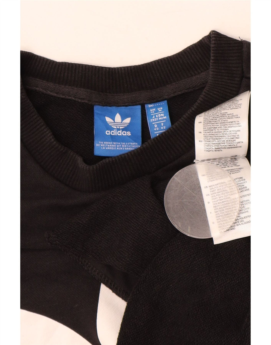 ADIDAS Graphic Sweatshirt Jumper UK 14 Stor sort bomuld