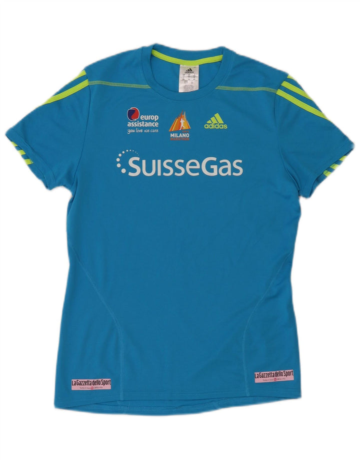 Adidas Herre Climalite Grafisk T-Shirt Top XS Blå Polyester