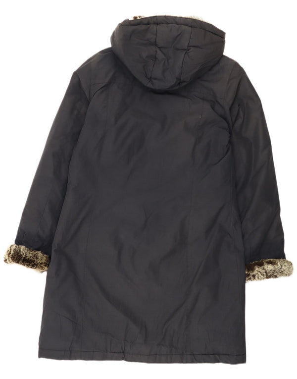 Woolrich Dame Hætte Polstret Frakke UK 20 2XL Navy Blue Bomuld