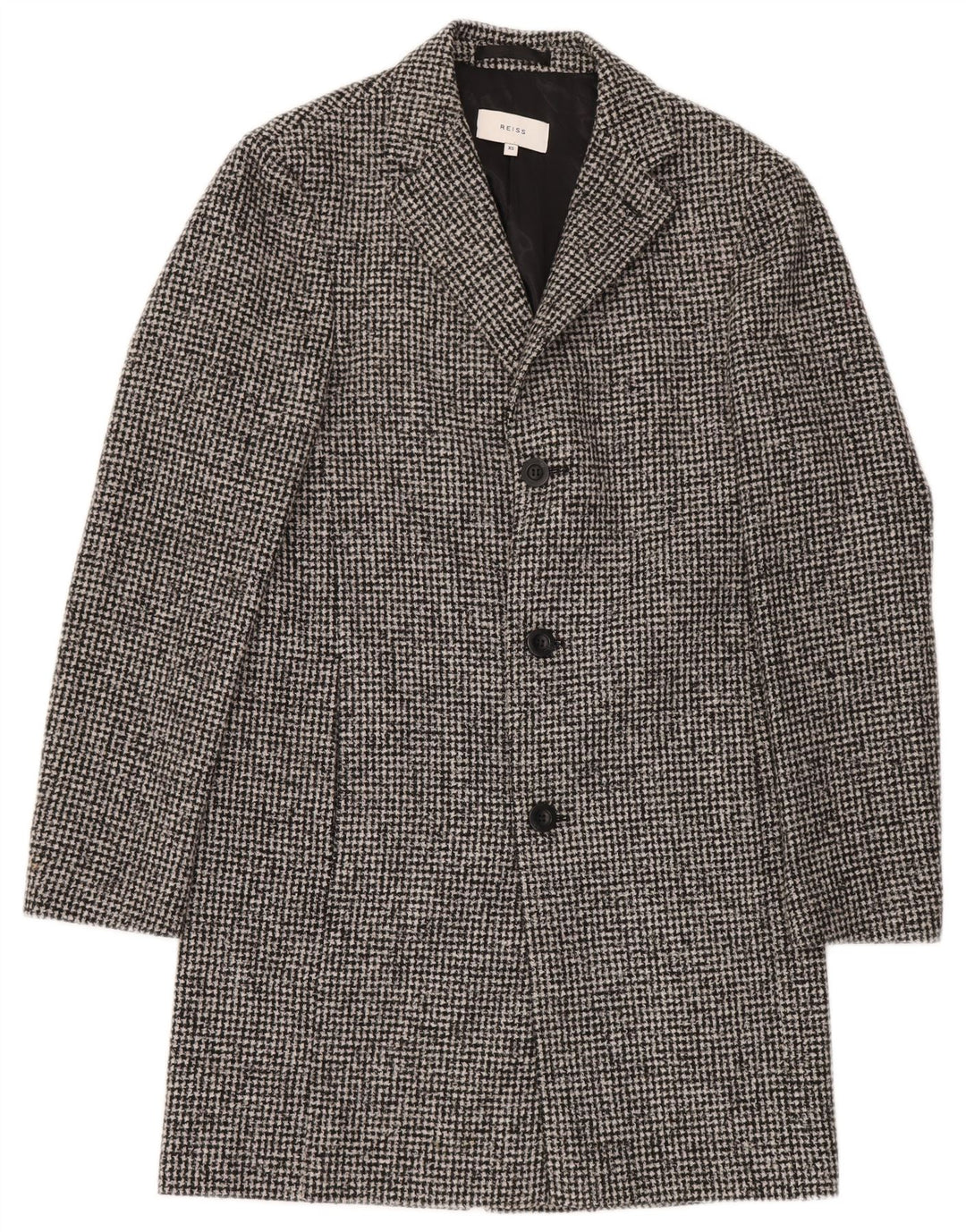 Reiss Overfrakke til mænd UK 34 XS Grå Houndstooth Polyester