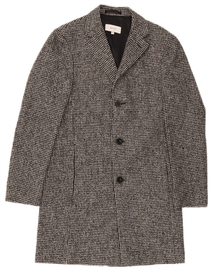 Reiss Overfrakke til mænd UK 34 XS Grå Houndstooth Polyester