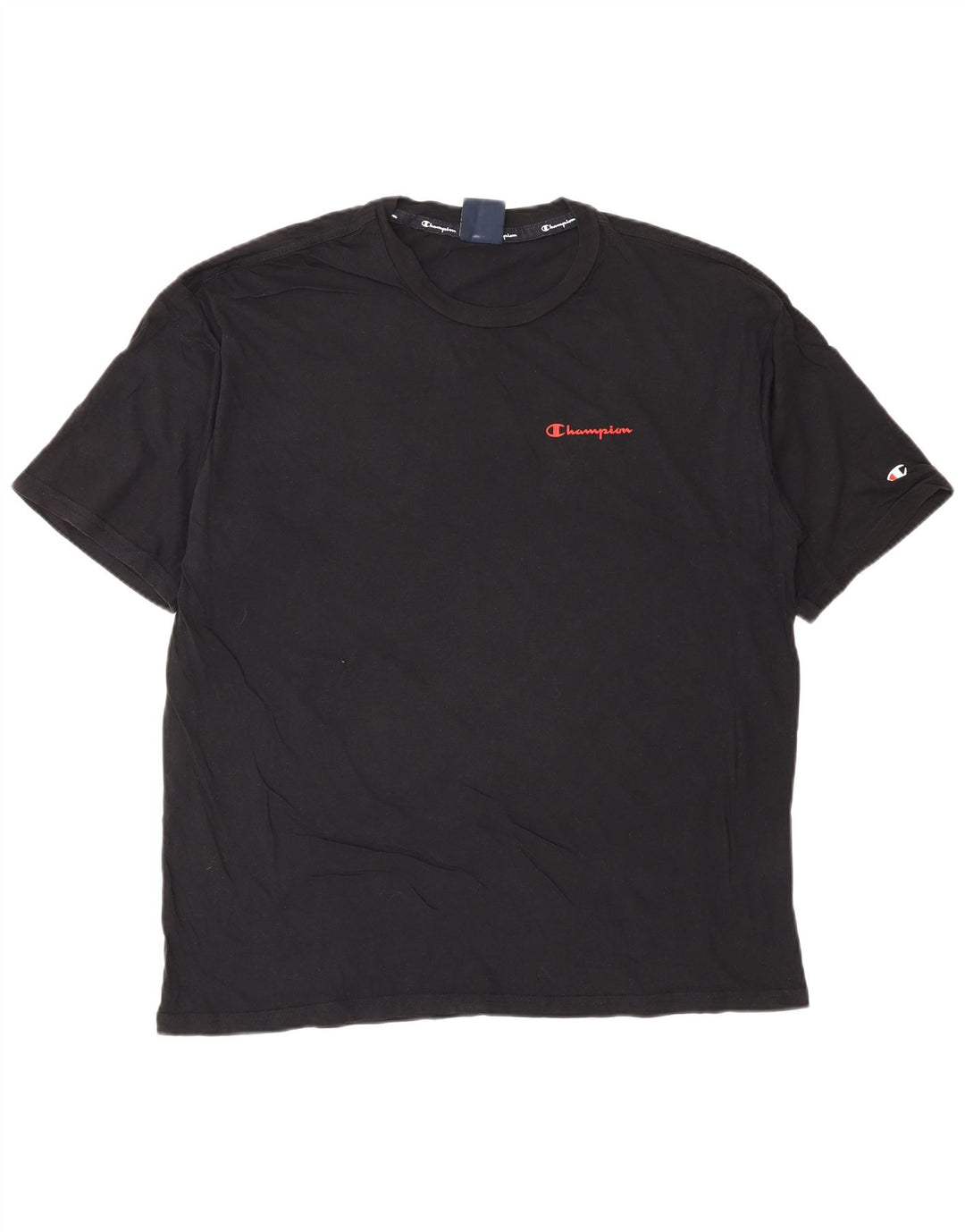 Champion Herre Grafisk T-Shirt Top Medium Sort Bomuld