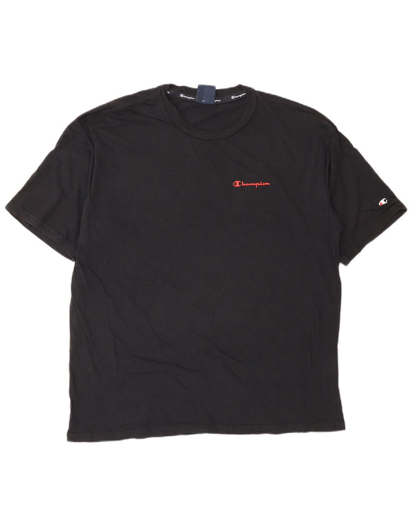 Champion Herre Grafisk T-Shirt Top Medium Sort Bomuld