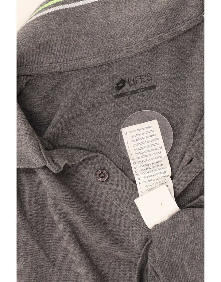 Lotto Herre poloshirt Stor gråstribet bomuld