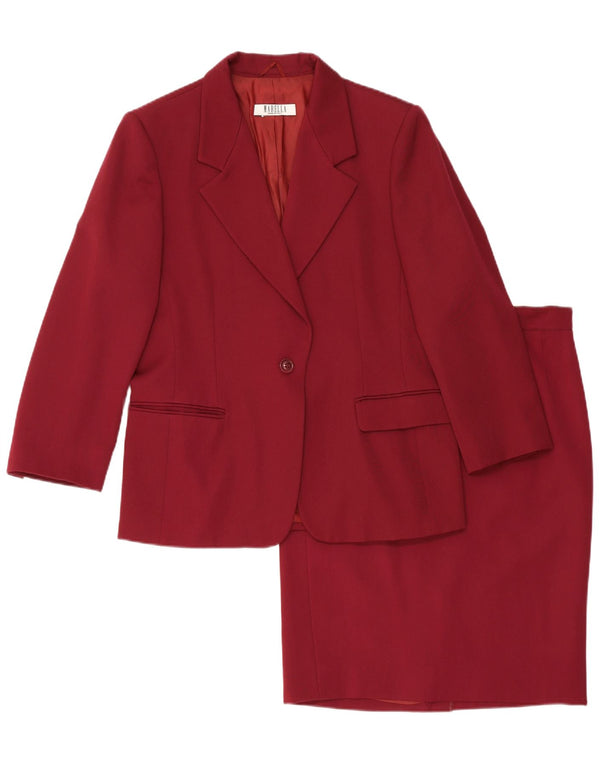 Marella Kvinders 1-knaps 2-delt Nederdel-sæt UK 18 XL W34 Bourgogne Uld