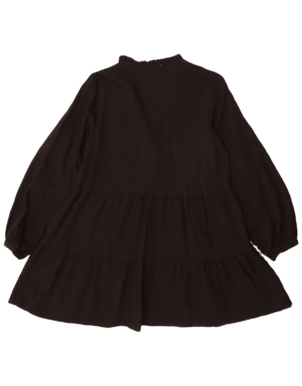 Zara Dame Langærmet Tiered Dress UK 10 Small Black Viscose