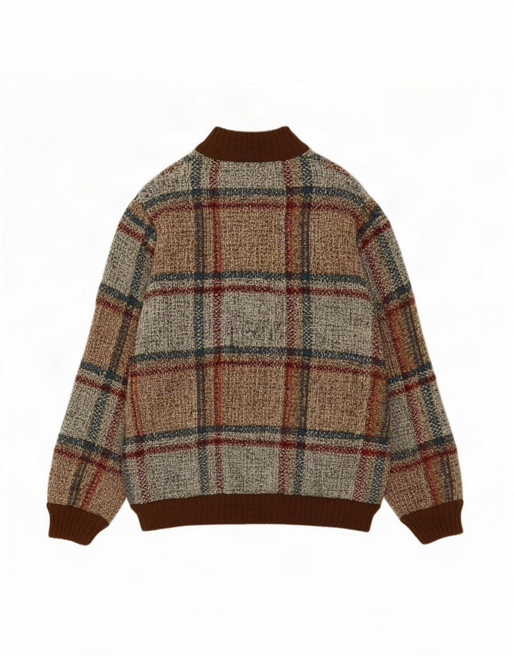 Vintage herre cardigan sweater lille brun ternet