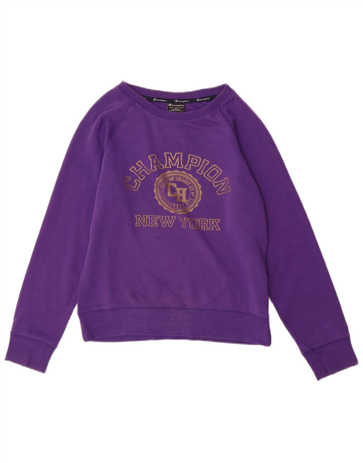 CHAMPION Womens Graphic Sweatshirt Jumper US 10 Large Purple Cotton
