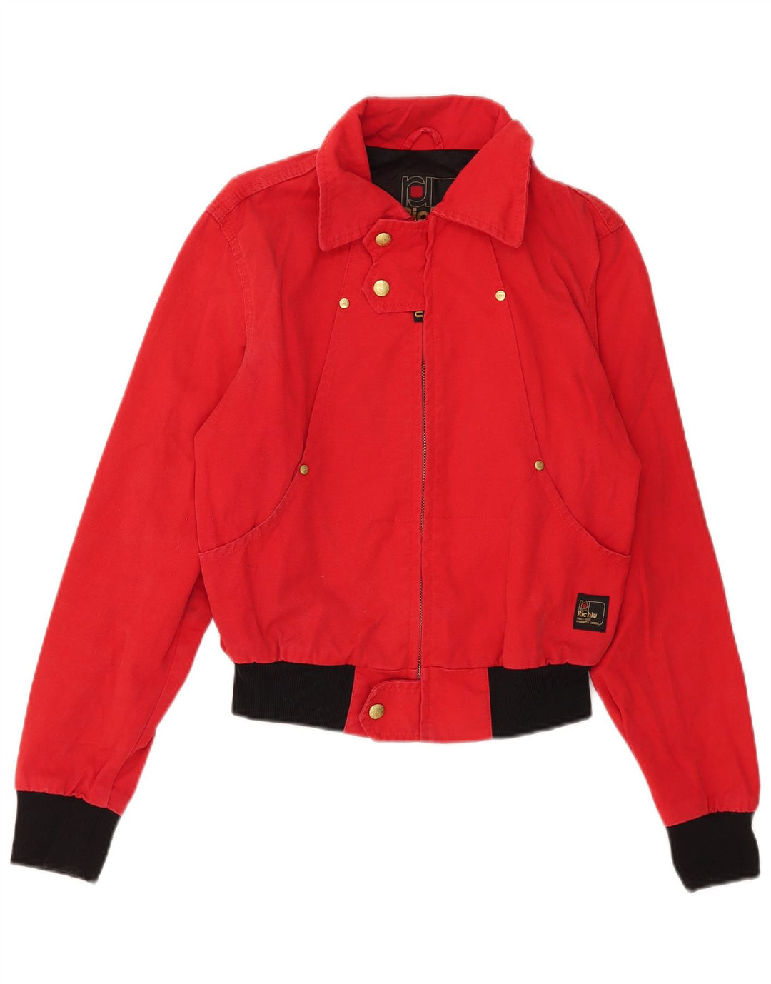 Richlu Womens Bomber Jacket UK 12 Medium Rød Colourblock Bomuld