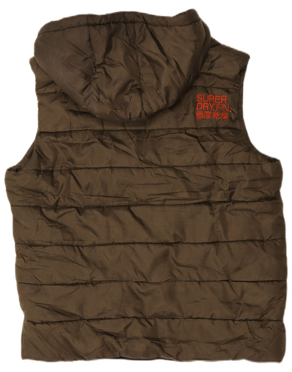 Superdry Polstret Gilet med hætte til mænd UK 44 2XL Khaki Polyester