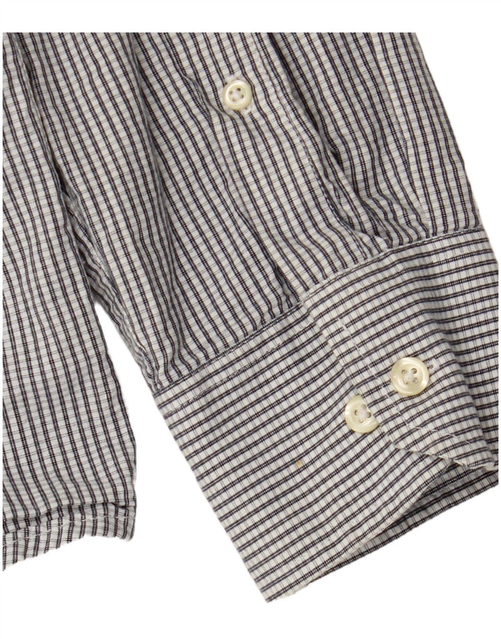 IZOD Mens Shirt Large White Check Cotton