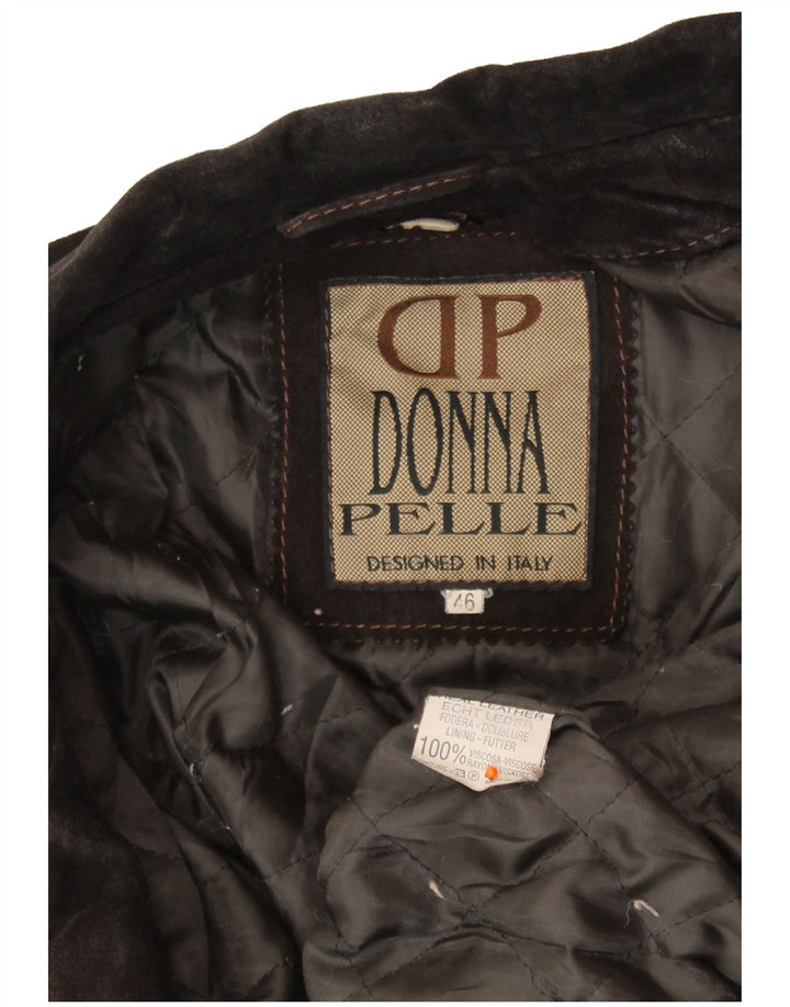 VINTAGE Dame ruskindsjakke IT 46 Stor brunt læder