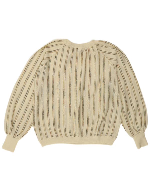 Vintage Dame Boat Neck Jumper Sweater IT 42 Medium Off White Stribet