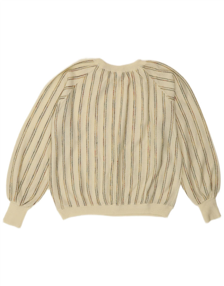 Vintage Dame Boat Neck Jumper Sweater IT 42 Medium Off White Stribet