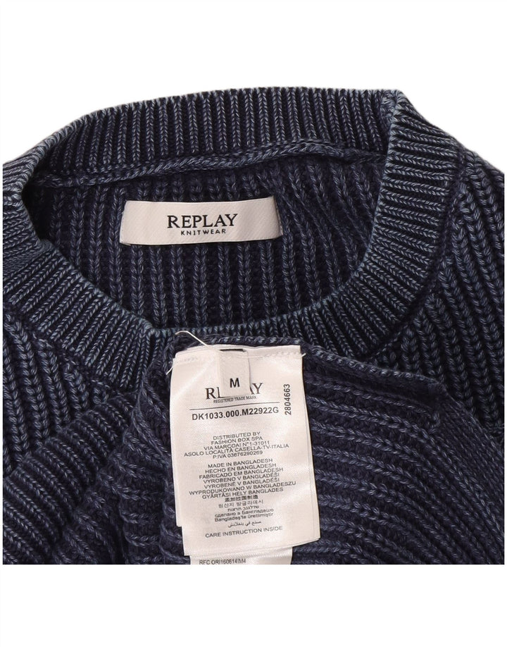 REPLAY Damevest Tank Top UK 14 Medium Navy Blue Cotton